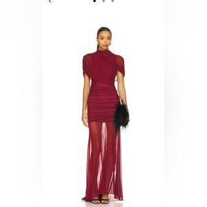 Amanda Uprichard One Shoulder Burgundy Dress